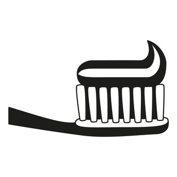 recommend clip art: Black and white toothbrush toothpaste silhouette