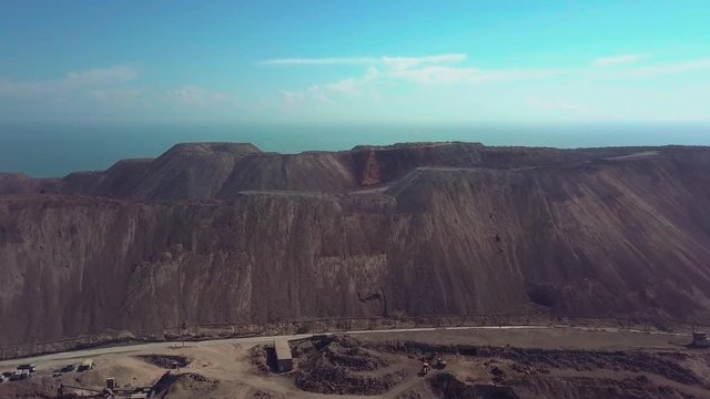 Aerial view. Mountain slag in the sea