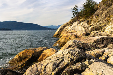 Coastline view, Lighthouse Park, Vancouver, BC, Canada.	