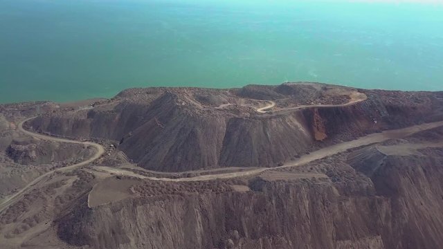 Aerial view. Mountain slag in the sea