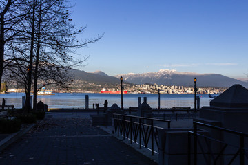 City view from Harbour Green Park, Vancouver, BC, Canada.	