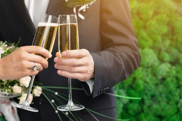 Young beautiful couple in wedding day