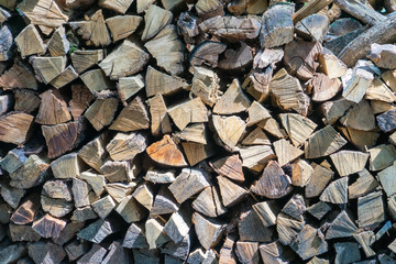Firewood. Wood for heating and sauna. Place for your text.