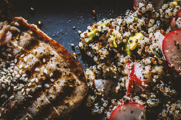 Fresh Tuna Steak with Quinoa Salad