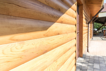 The building with the imitation of the façade under the log. 45