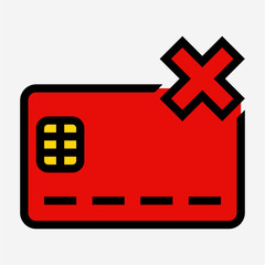 Obraz premium Coloured outline magnetic stripe credit card is delete pixel perfect vector icon