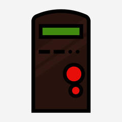 Coloured outline computer case pixel perfect vector icon