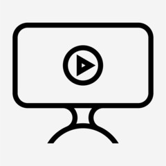 Outline computer monitor pixel perfect vector icon