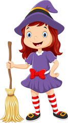 Cute child in a Halloween witch costume