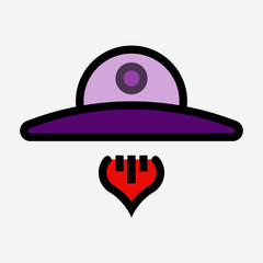 Coloured outline science fiction film pixel perfect vector icon