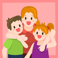 Obraz na płótnie Canvas Mother and Children Illustration