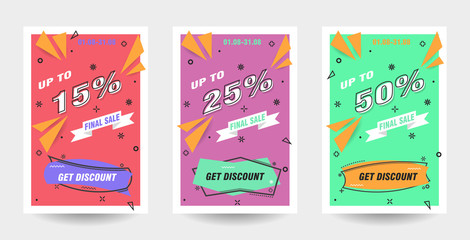 Trendy flat geometric vector banner set. 