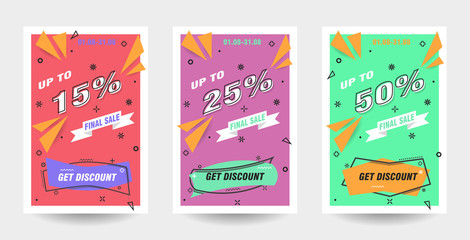 Trendy flat geometric vector banner set. 