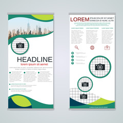 Modern roll-up business banners vector design template