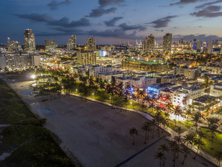 Miami South Beach Twilight Drone Photo Long Exposure