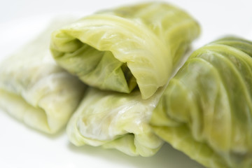 Vegan food fresh organic home made green cabbage roll