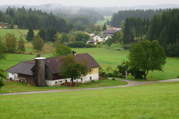 Austria landscape of rural farm steads