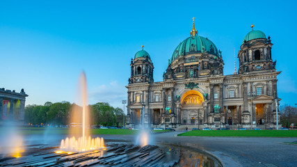 Berliner Dom in Berlin city, Germany at night on Museum Island in the Mitte borough © orpheus26
