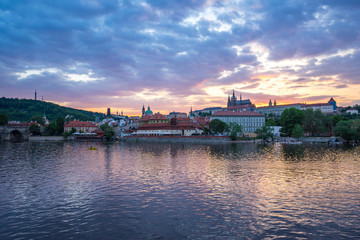 Sunset view of Prague skyline in Czech Republic