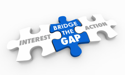 Interest Action Bridge the Gap Desire Awareness Puzzle Pieces 3d Illustration