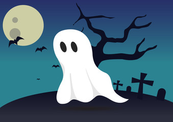 boo ghost halloween background vector illustration