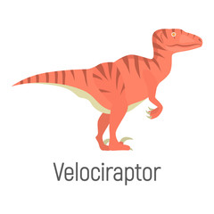 Fototapeta premium Velociraptor color vector icon. Flat design