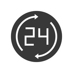 24 and arrow, business working hours icon pixel perfect