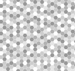 White and gray hexagonal abstract background. Seamless mosaic vector pattern. Grunge overlay texture random lines. Vector illustration