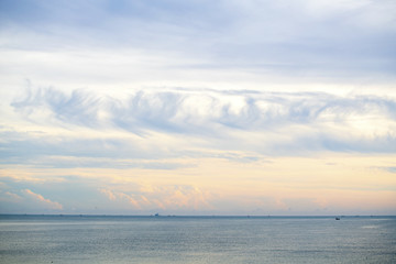 The sea the morning quiet grim atmosphere feeling lonely