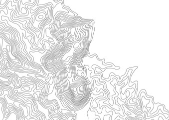 Abstract black and white topographic contours lines of mountains. Topography map art curve drawing. vector illustration.