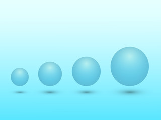 A set of blue sphere from small to big size meaning growth on blue background vector illustration