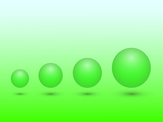 A set of green sphere from small to big size meaning growth on green background vector illustration