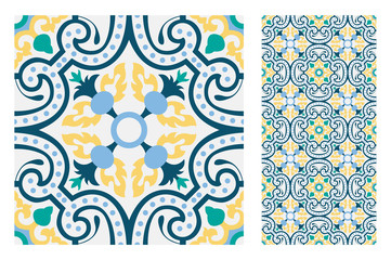 tiles vintage Portuguese patterns antique seamless design in Vector illustration