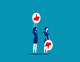 Businessman holding a sign. Concept business approval vector illustration. Flat cartoon, Character style design.