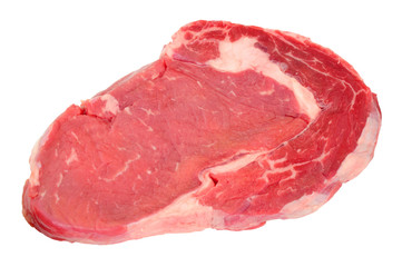 Fresh raw rib eye beef steak isolated on a white background