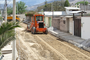 Road repair, transport works, tractor, heavy machinery
