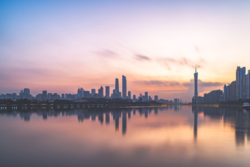 Fototapeta na wymiar Modern city sunrise in Guangzhou, China