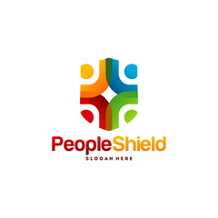 People Shield logo designs concept vector, Modern People care logo template