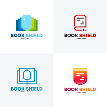 set of Book Shield logo designs vector, Education logo symbol