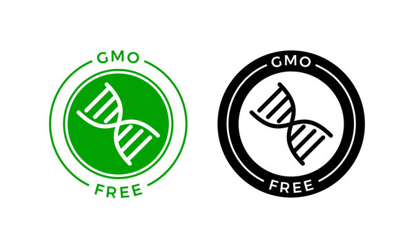 GMO free icon. Vector green non GMO DNA label