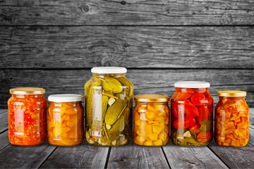 Home Canning Jars of Summer Harvest Vegetable