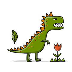 Funny dinosaur, childish style. Sketch for your design