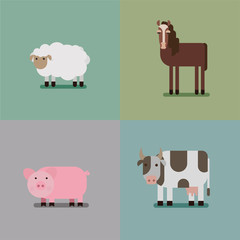 Farm animal collection set.