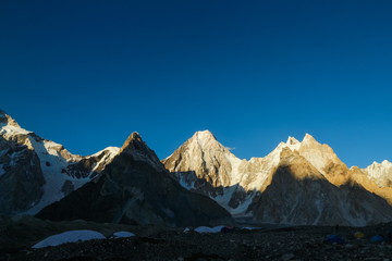 Fototapeta premium Gasherbrum 4 mountain peak at K2 trekking route along the way to Concordia camp, K2 Base Camp trek, Pakistan