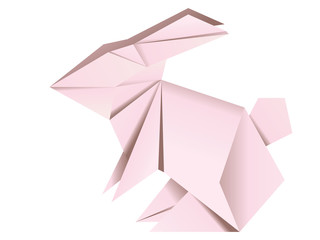 Naklejka premium Różowy królik origami