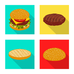 Vector design of burger and sandwich icon. Set of burger and slice stock vector illustration.