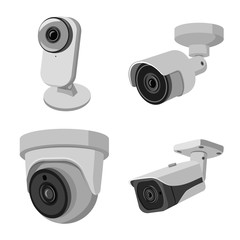 Isolated object of cctv and camera symbol. Set of cctv and system stock vector illustration.