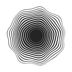 black concentric wavy lines that makes a rounded abstract organic shape - 222579141