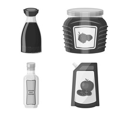 Vector design of can and food sign. Collection of can and package vector icon for stock.