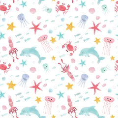 Printed kitchen splashbacks Sea animals Watercolor sea life vector pattern